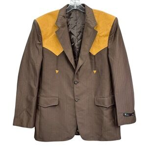 Vintage-Inspired Brown & Mustard Western Blazer